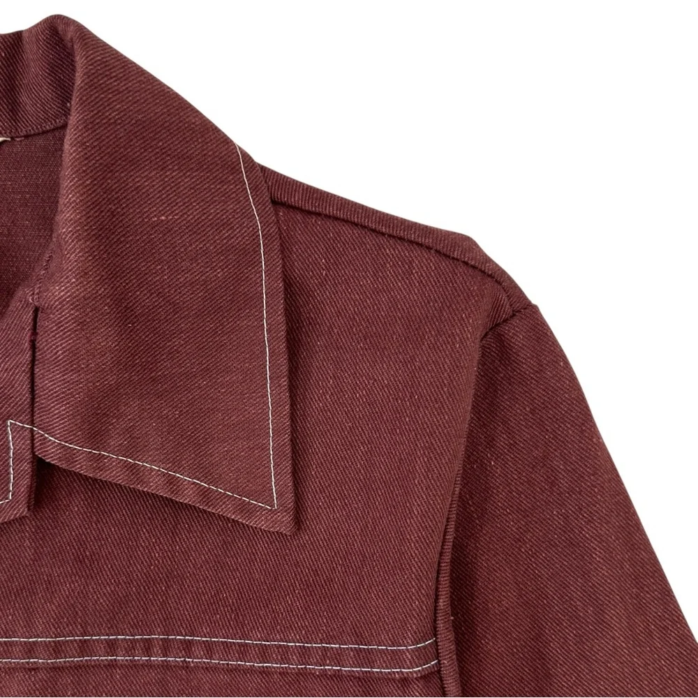 [sold] 60s 70s Upcycled Vintage Copper Brown Horse Head Embroidered Denim Jacket - Picture 3 of 9